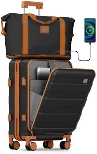 Carry on Luggage with Front Pocket and USB Port — Smart Luggage, imiomo