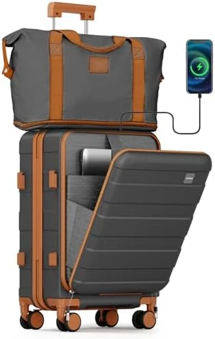 Carry on Luggage with Front Pocket and USB Port — Smart Luggage, imiomo