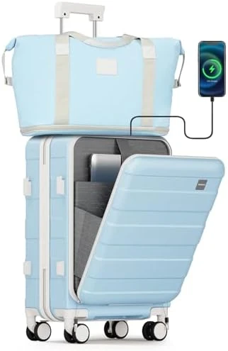 Carry on Luggage with Front Pocket and USB Port — Smart Luggage, imiomo
