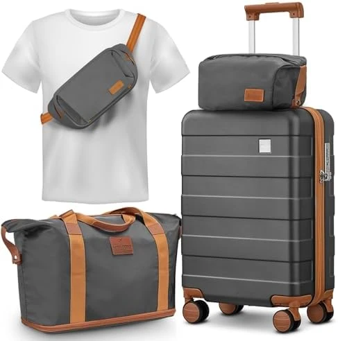 Carry on Luggage with Front Pocket and USB Port — Smart Luggage, imiomo