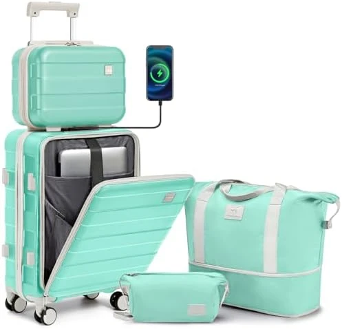 Carry on Luggage with Front Pocket and USB Port — Smart Luggage, imiomo