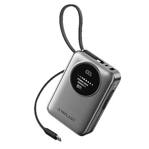 Smart Digital Display Power Bank with Integrated Cables — Power Bank, Teclast