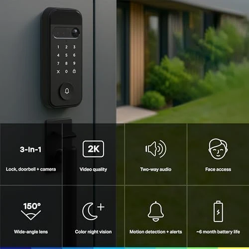 3-in-1 Smart Lock with 2K HDR Video Doorbell Camera — Smart Lock, CHAMBERLAIN