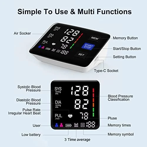 Automatic Digital Blood Pressure Monitor with Extra Large Cuff — Blood Pressure Monitor, LIVAROCI