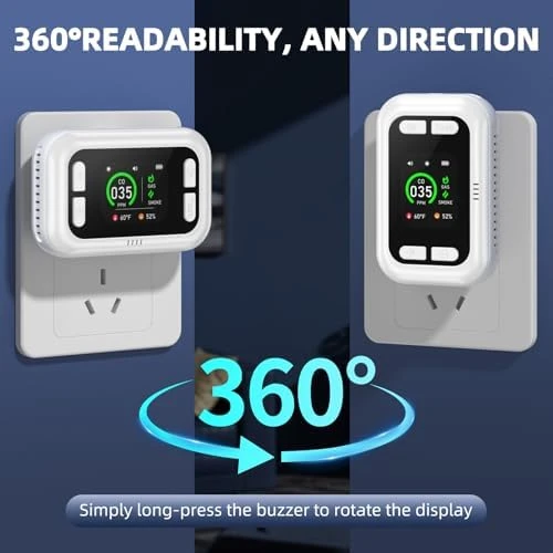 Carbon Monoxide, Natural Gas, and Smoke Detector with Temperature and Humidity Monitoring — Air Quality Monitor, TUIKEN
