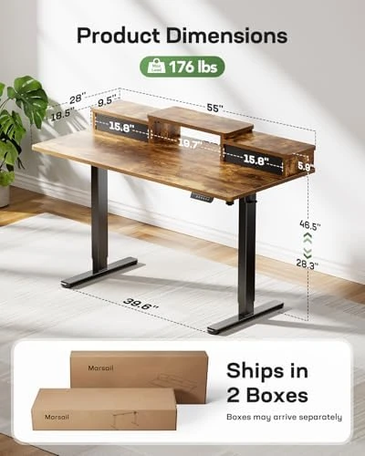 Electric Standing Desk with Drawers — Standing Desk, Marsail