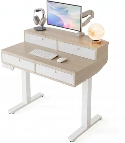 Electric Standing Desk with Drawers — Standing Desk, HUANUO
