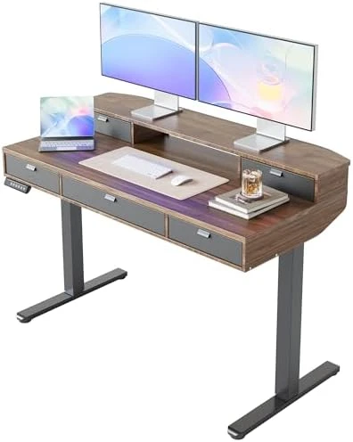Electric Standing Desk with Drawers — Standing Desk, HUANUO