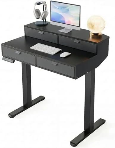 Electric Standing Desk with Drawers — Standing Desk, HUANUO
