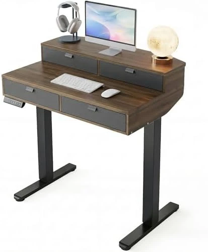 Electric Standing Desk with Drawers — Standing Desk, HUANUO