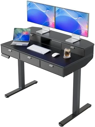 Electric Standing Desk with Drawers — Standing Desk, HUANUO
