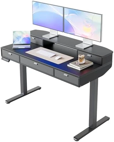 Electric Standing Desk with Drawers — Standing Desk, HUANUO