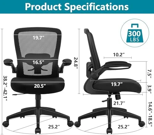 Ergonomic Mesh Office Chair with Adjustable Lumbar Support and Flip-up Armrests — Smart Chairs, FelixKing