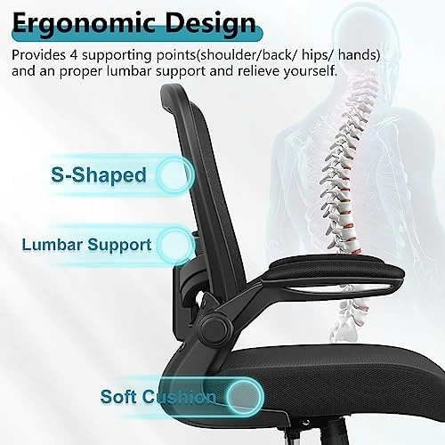 Ergonomic Mesh Office Chair with Adjustable Lumbar Support and Flip-up Armrests — Smart Chairs, FelixKing