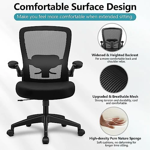 Ergonomic Mesh Office Chair with Adjustable Lumbar Support and Flip-up Armrests — Smart Chairs, FelixKing