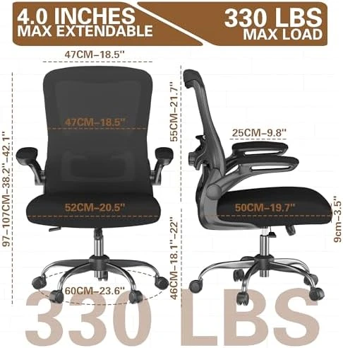 Ergonomic Office Chair - High Back Desk Chair with Adjustable Lumbar Support, Breathable Mesh Back, 330LBS Capacity,... — Smart Chairs, Zeonsit