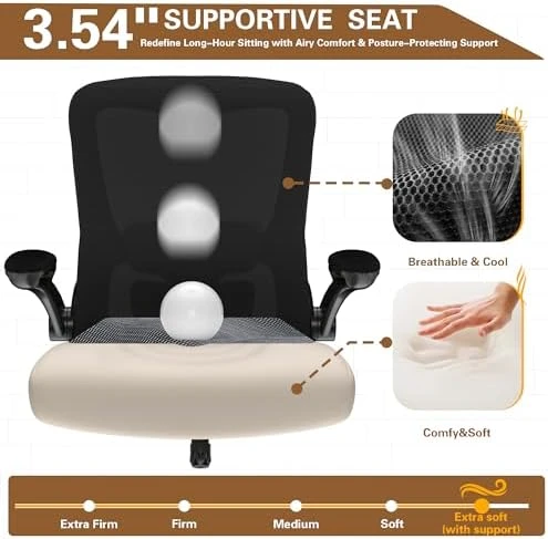 Ergonomic Office Chair - High Back Desk Chair with Adjustable Lumbar Support, Breathable Mesh Back, 330LBS Capacity,... — Smart Chairs, Zeonsit