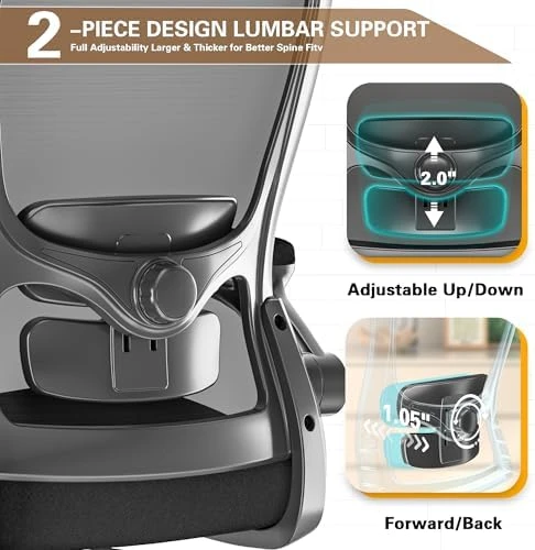 Ergonomic Office Chair - High Back Desk Chair with Adjustable Lumbar Support, Breathable Mesh Back, 330LBS Capacity,... — Smart Chairs, Zeonsit