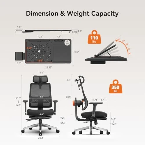 Ergonomic Office Chair with Footrest, Auto-Following Lumbar Support, High Back Desk Chair with 4D Armrest, 136° Tilt... — Smart Chairs, NEWTRAL