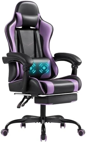 Gaming Chair with Footrest and Massage Lumbar Support — Smart Chairs, Shahoo