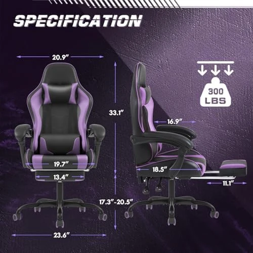 Gaming Chair with Footrest and Massage Lumbar Support — Smart Chairs, Shahoo