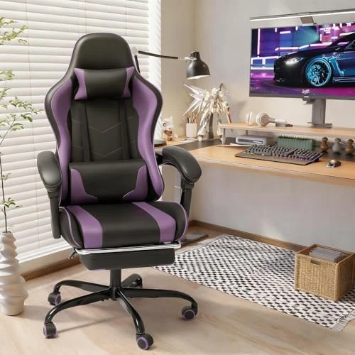 Gaming Chair with Footrest and Massage Lumbar Support — Smart Chairs, Shahoo
