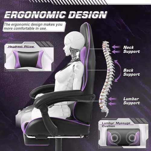 Gaming Chair with Footrest and Massage Lumbar Support — Smart Chairs, Shahoo