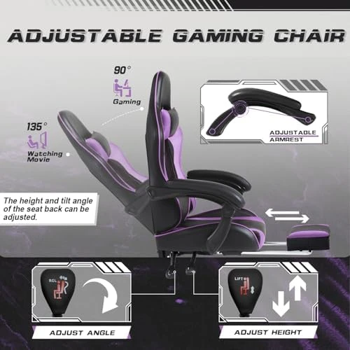 Gaming Chair with Footrest and Massage Lumbar Support — Smart Chairs, Shahoo