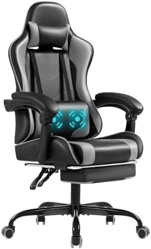 Gaming Chair with Footrest and Massage Lumbar Support — Smart Chairs, Shahoo