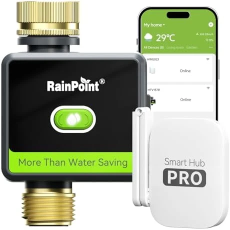 WiFi Water Hose Timer with Brass Inlet and Outlet — Irrigation System, RainPoint