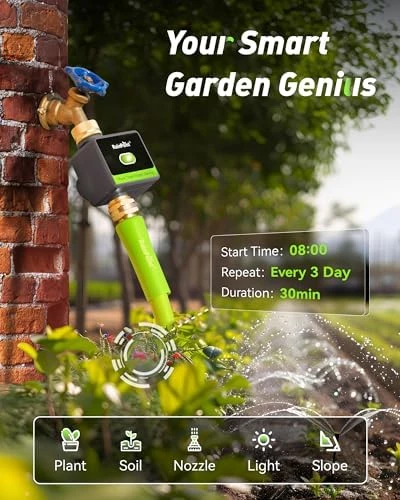 WiFi Water Hose Timer with Brass Inlet and Outlet — Irrigation System, RainPoint