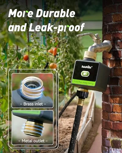 WiFi Water Hose Timer with Brass Inlet and Outlet — Irrigation System, RainPoint