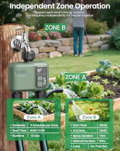 WiFi Water Timer 2 Zone for Garden Hose — Irrigation System, Shrivee