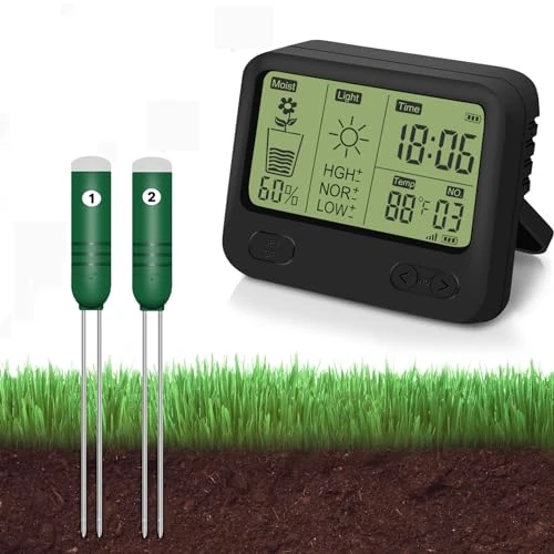 Wireless Soil Moisture Meter with Thermometer, Sunlight, and Time Display — Soil Moisture Sensor, Kithouse