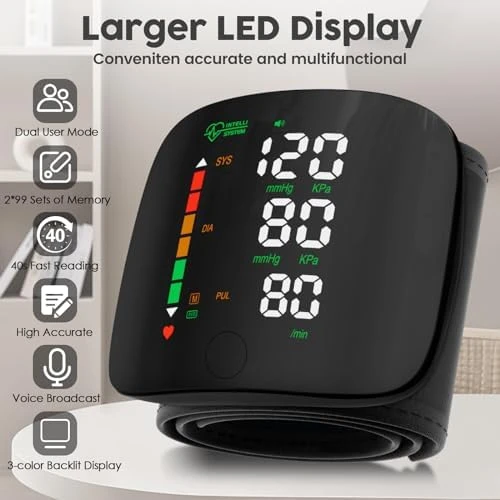 Wrist Blood Pressure Monitor with LED Display and Touch Screen — Blood Pressure Monitor, Double love