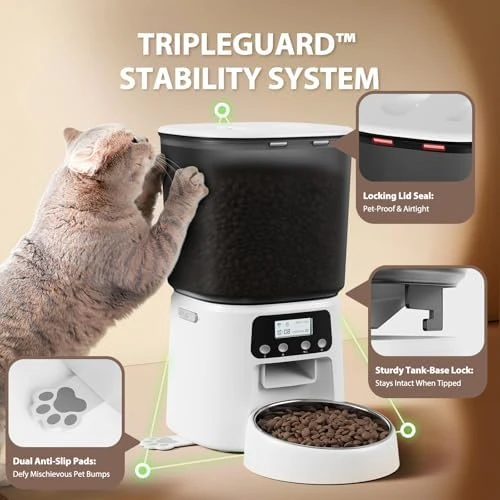 Automatic Cat Feeder with Stainless Steel Bowl — Automatic Pet Feeder, Petrice