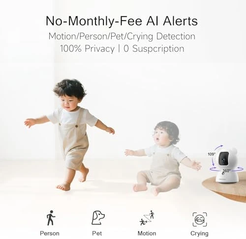 Indoor Security Camera with AI Detection and 2-Way Audio — Security Camera, CINMOORE