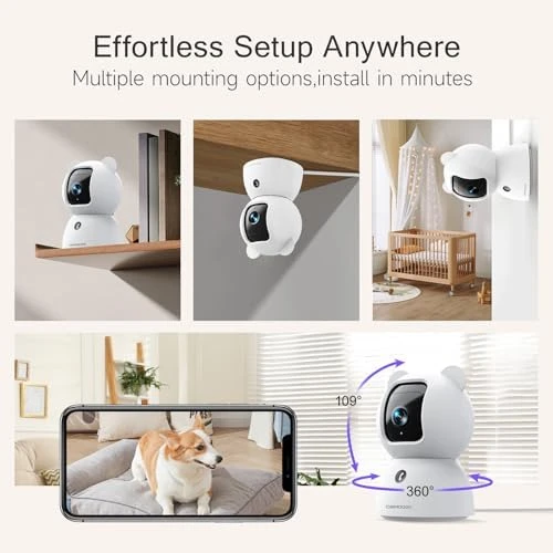 Indoor Security Camera with AI Detection and 2-Way Audio — Security Camera, CINMOORE