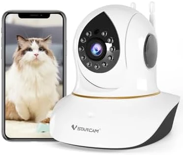 Interactive Pet Camera with Dual WiFi Antennas, 360° Pan-Tilt, 2K Dog & Cat Camera with Phone APP, 2.4GHz WiFi, IR Night... — Security Camera, Vstarcam