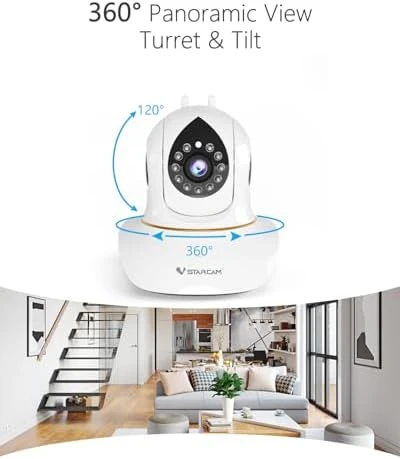 Interactive Pet Camera with Dual WiFi Antennas, 360° Pan-Tilt, 2K Dog & Cat Camera with Phone APP, 2.4GHz WiFi, IR Night... — Security Camera, Vstarcam