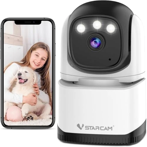 Interactive Pet Camera with Dual WiFi Antennas, 360° Pan-Tilt, 2K Dog & Cat Camera with Phone APP, 2.4GHz WiFi, IR Night... — Security Camera, Vstarcam