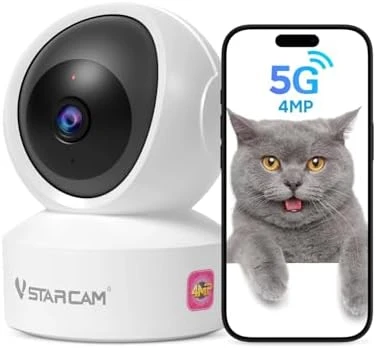 Interactive Pet Camera with Dual WiFi Antennas, 360° Pan-Tilt, 2K Dog & Cat Camera with Phone APP, 2.4GHz WiFi, IR Night... — Security Camera, Vstarcam