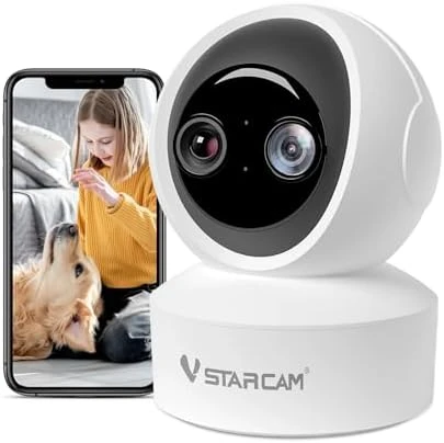 Interactive Pet Camera with Dual WiFi Antennas, 360° Pan-Tilt, 2K Dog & Cat Camera with Phone APP, 2.4GHz WiFi, IR Night... — Security Camera, Vstarcam