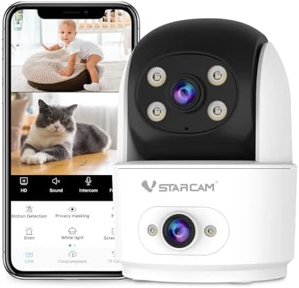 Interactive Pet Camera with Dual WiFi Antennas, 360° Pan-Tilt, 2K Dog & Cat Camera with Phone APP, 2.4GHz WiFi, IR Night... — Security Camera, Vstarcam