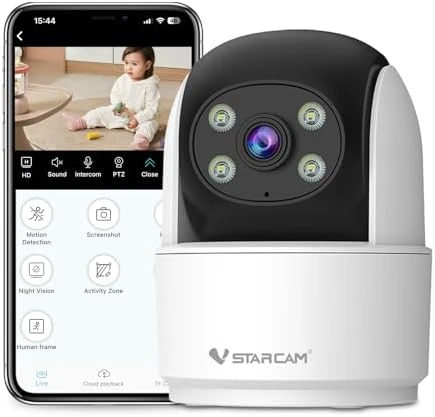 Interactive Pet Camera with Dual WiFi Antennas, 360° Pan-Tilt, 2K Dog & Cat Camera with Phone APP, 2.4GHz WiFi, IR Night... — Security Camera, Vstarcam