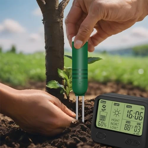 Wireless Soil Moisture Meter with Thermometer, Sunlight, and Time Display — Soil Moisture Sensor, Kithouse