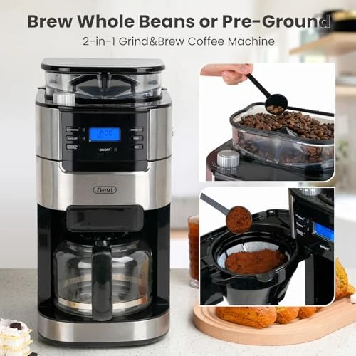 10-Cup Drip Coffee Maker with Built-in Burr Grinder — Coffee Maker, Gevi