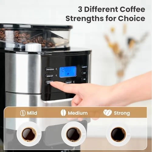 10-Cup Drip Coffee Maker with Built-in Burr Grinder — Coffee Maker, Gevi