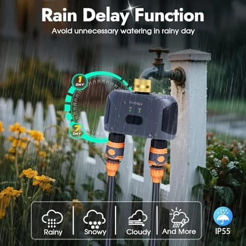 2 Zones WiFi Water Timer Brass Inlet — Irrigation System, Insoma