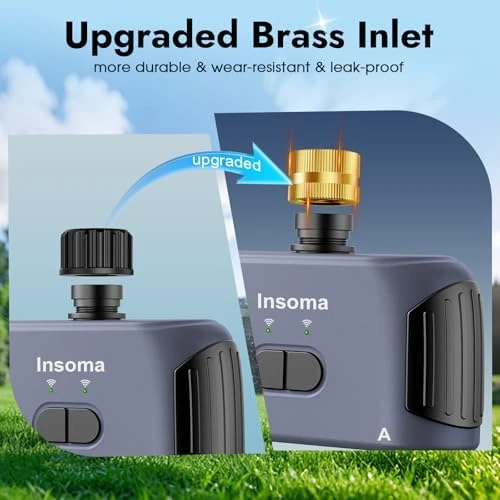 2 Zones WiFi Water Timer Brass Inlet — Irrigation System, Insoma